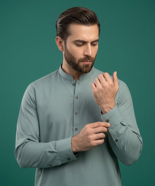 Premium Wash & Wear Unstitched Suit – Aqua
