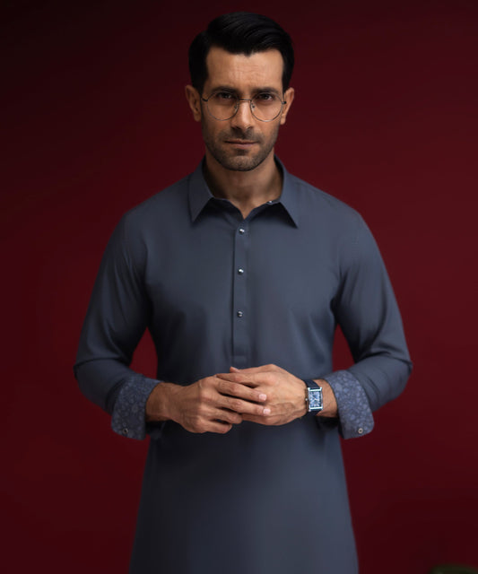 RAUMA – Marled Blue Exclusive Kameez Shalwar (Unstitched)