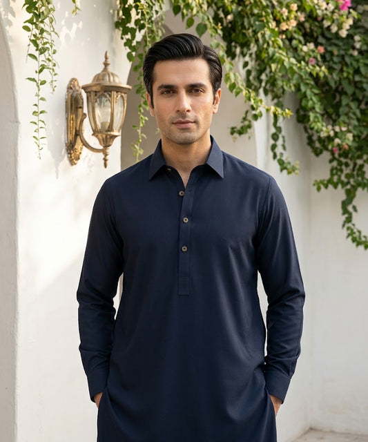 Refined Wash & Wear Unstitched Suit – Indigo