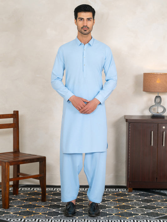 Light Blue Unstitched Kameez Shalwar – Moiz Fabric