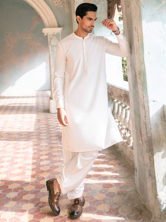 White Unstitched Kameez Shalwar – Moiz Fabric