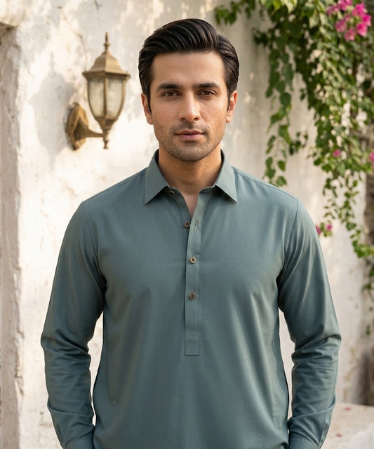 Refined Wash & Wear Unstitched Suit – Slate Teal