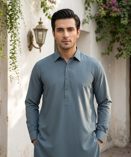 Refined Wash & Wear Unstitched Suit – Slate Grey