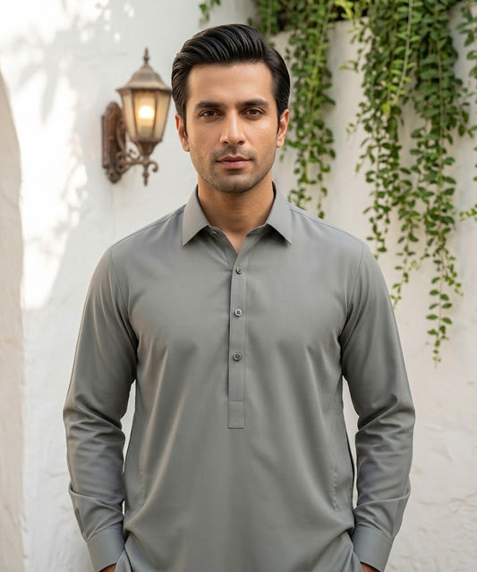 Refined Wash & Wear Unstitched Suit – Soft Grey