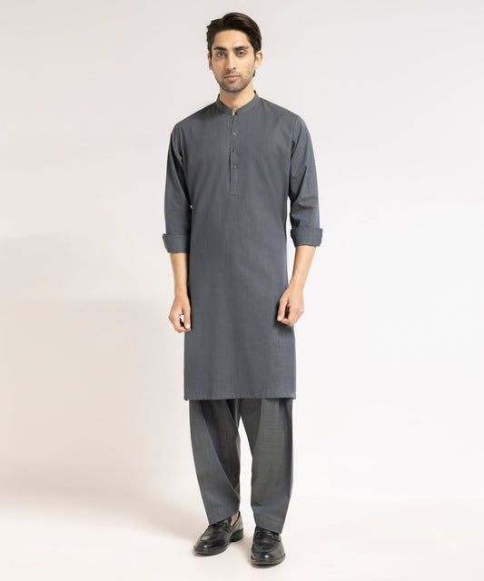 Charcoal Grey Cotton Unstitched Fabric