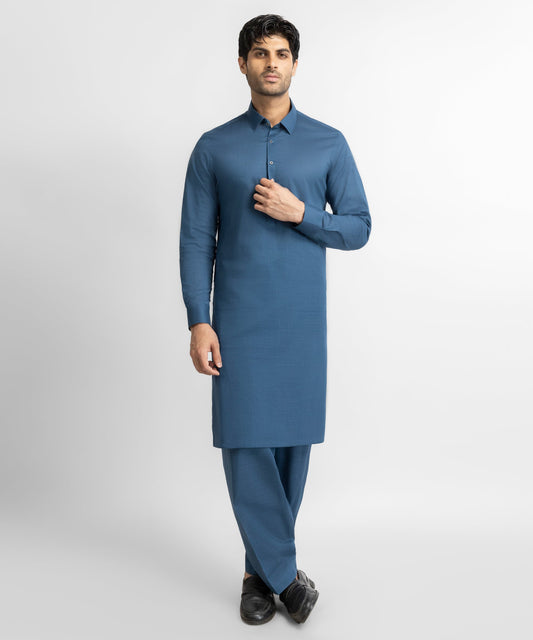 Bluish Grey Cotton Unstitched Fabric