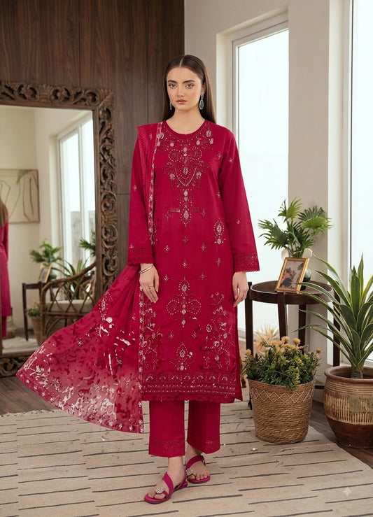 Heavy Embellished Zari & Stone Work 3-Piece Suit